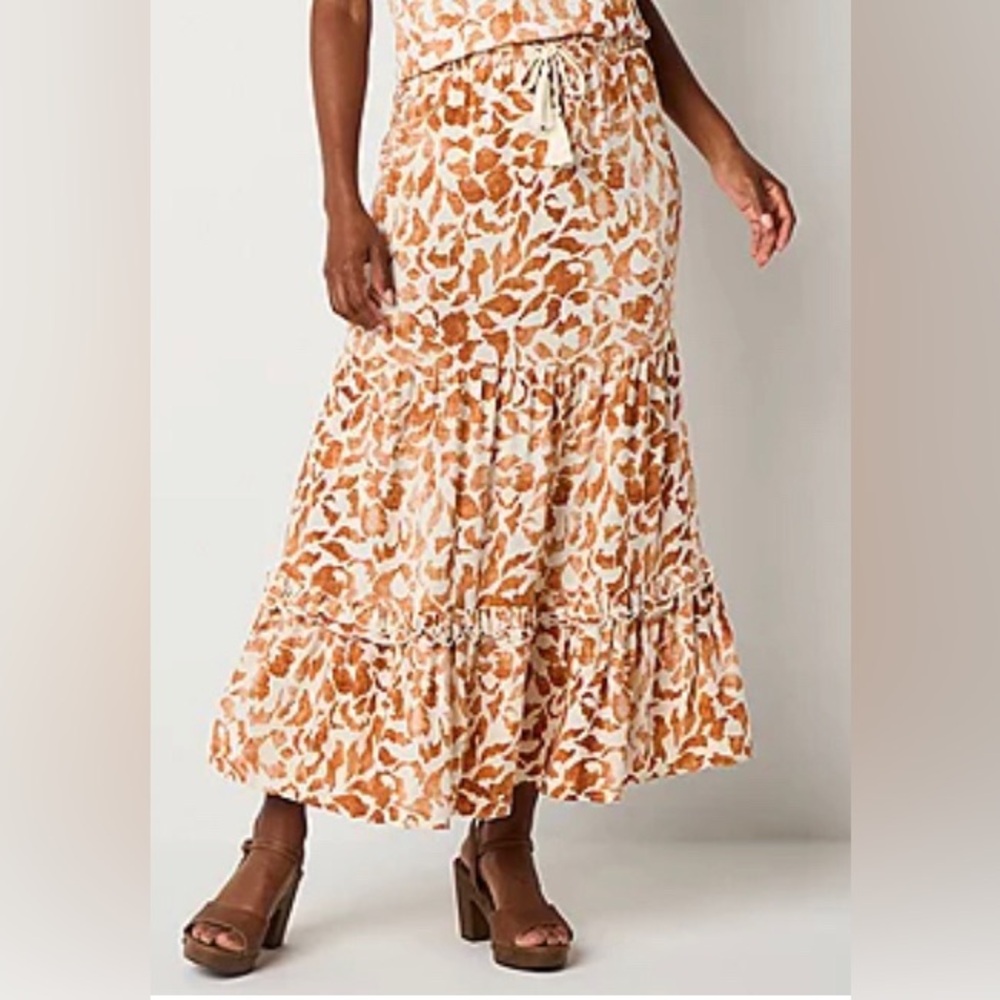NEW Ryegrass Natural Animal Print Maxi Skirt